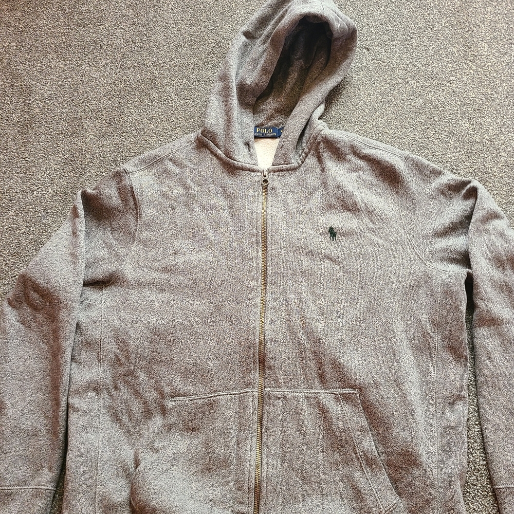 Gray and Green Mens Polo Ralph Lauren Gray Full Zip Hoodie XL Casual Wear